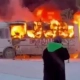 В Косшы загорелся школьный автобус