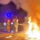 Грузовик с моторным маслом перевернулся и вспыхнул на трассе в Жамбылской области