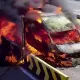 «Газель» горела у пункта оплаты на трассе Астана — Щучинск