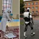 Астанчанка пришла голосовать в халате и с роботом