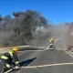 Грузовик с прицепом загорелся на трассе в Кызылординской области